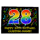 28誕生日-カラフル音楽シンボル, Rainbow 28 ラージペーパーバッグ (裏面)