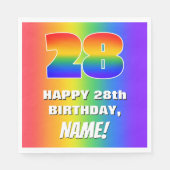 28誕生日: カラフル、おもしろいレインボーパターン# 28 スタンダードランチョンナプキン (正面)