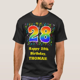 28誕生日:カラフルMusic Symbols, Rainbow 28 Tシャツ