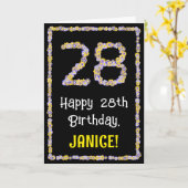 28誕生日:フローラ花数名前をカスタムする カード (黄色い花)