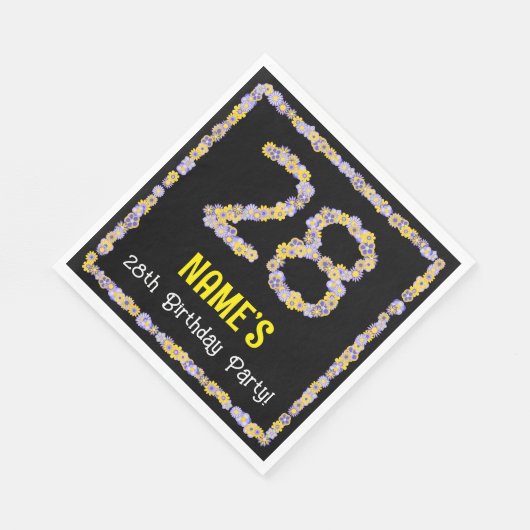 28誕生日:フローラ花数名前をカスタムする スタンダードランチョンナプキン (角)