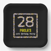 28誕生日:フローラ花数名前をカスタムする ペーパープレート (正面)