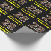 28誕生日：名前フェイク&木目パターン「28」 ラッピングペーパー (角)