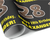 28誕生日：名前フェイク&木目パターン「28」 ラッピングペーパー (ロールコーナー)