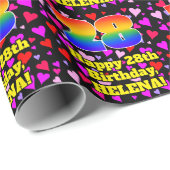 28誕生日:愛するハートパターン、虹# 28 ラッピングペーパー (ロールコーナー)