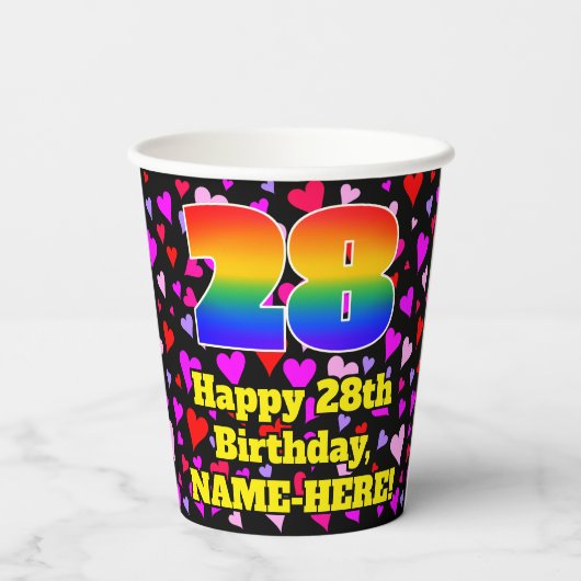 28誕生日:愛するハートパターン, Rainbow 28 紙コップ (裏面)