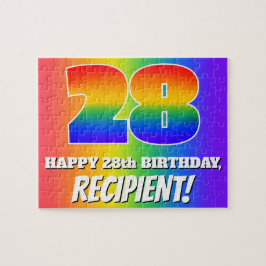 28誕生日— 数々の – 色のレインボーパターン「28」 ジグソーパズル