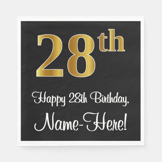 28誕生日~豪華エレガントなフェイク金ゴールドルック# スタンダードランチョンナプキン (正面)