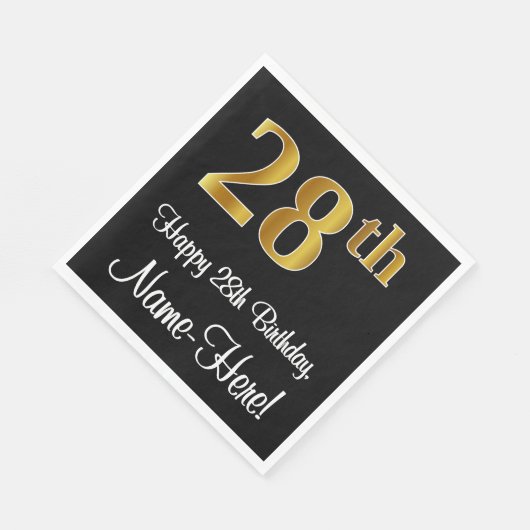 28誕生日~豪華エレガントなフェイク金ゴールドルック# スタンダードランチョンナプキン (角)
