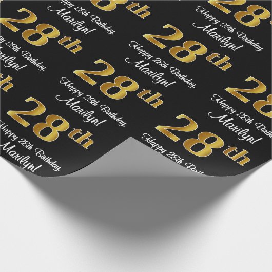 28誕生日:豪華エレガントなフェイク金ゴールドルック# ラッピングペーパー (角)