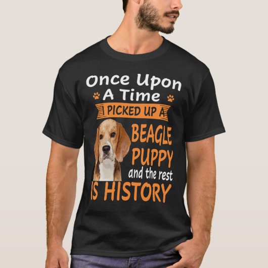 288 ワン・アポン・ア・タイム - ビーグル子犬 Tシャツ (正面)