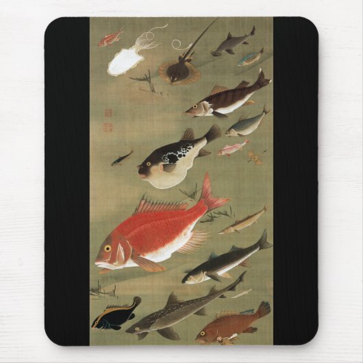 28.群魚図,若冲日本芸術文化寒中諸魚 マウスパッド (正面)
