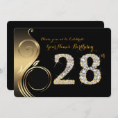 28,誕生日招待状,数字,写真 招待状 (正面/裏面)