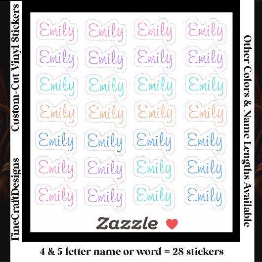 28 Custom Modern 4/5 Letters Name Word Trendy シール