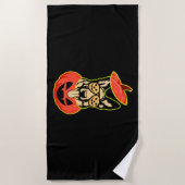 28 German Shepherd In Scary Pumpkin Shirt Funny Cu ビーチタオル (正面)