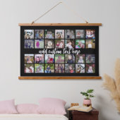 28 Photo Collage Montageと文字 – 黒を編集できる 吊り下げ型タペストリー (寝室)