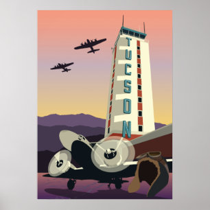 28"x20"航空塔 – アリゾナ州ツーソン ポスター
