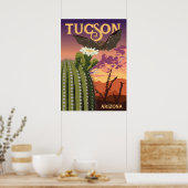 28"x20" Bat and Saguaro - Tucson, Arizona ポスター (キッチン)