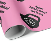 28thカスタムバースデーパーティーのジムkettlebellピンク ラッピングペーパー (ロールコーナー)