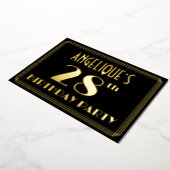 28th誕生日パーティー:アールデコを見る"28"、名前と 箔招待状 (回転した状態)