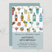 28th birthday invitations Cocktail Contemporary 招待状 (正面/裏面)