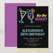 28th birthday invitations Cocktail Neon Glow 招待状 (正面/裏面)