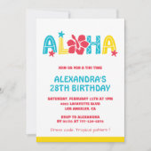 28th birthday invitations Tropical Aloha Hawaiian 招待状 (正面)