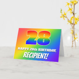 28th Birthday: Multicolored Rainbow Pattern # 28 カード