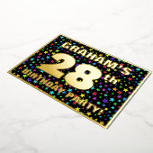 28th Birthday Party —おもしろい、スターカラフルズ・パターン 箔招待状 (回転した状態)