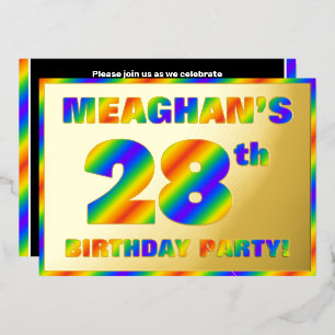 28th Birthday Party —おもしろい、レインボースペクトル「28」 箔招待状