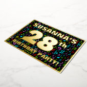 28th Birthday Party —おもしろい、音楽シカラフルンボル 箔招待状 (回転した状態)