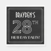 28th Birthday Party:アールデコスタイル+名前をカスタムする スタンダードランチョンナプキン (正面)
