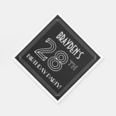 28th Birthday Party:アールデコスタイル+名前をカスタムする スタンダードランチョンナプキン (角)