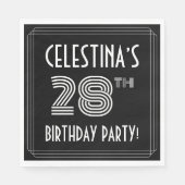 28th Birthday Party:アールデコスタイル+名前をカスタムする スタンダードランチョンナプキン (正面)