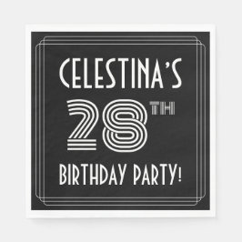 28th Birthday Party:アールデコスタイル+名前をカスタムする スタンダードランチョンナプキン