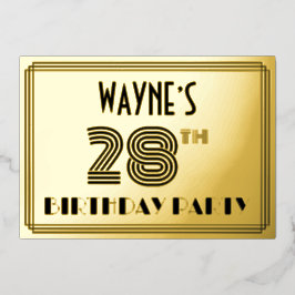 28th Birthday Party —アールデコスタイル「28」 & Name 箔招待状