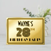 28th Birthday Party —アールデコスタイル「28」 & Name 箔招待状 (立ち正面)