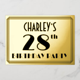 28th Birthday Party —アールデコ検索「28」 +名前 箔招待状