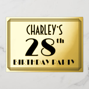 28th Birthday Party —アールデコ検索「28」 +名前 箔招待状
