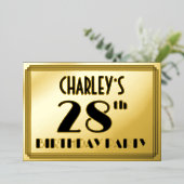 28th Birthday Party —アールデコ検索「28」 +名前 箔招待状 (立ち正面)