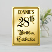 28th Birthday Party – スクリプエレガントト+名前をカスタムする 箔招待状 (立ち正面)