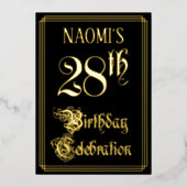 28th Birthday Party – スクリプファンシート&名前をカスタムする 箔招待状 (正面)