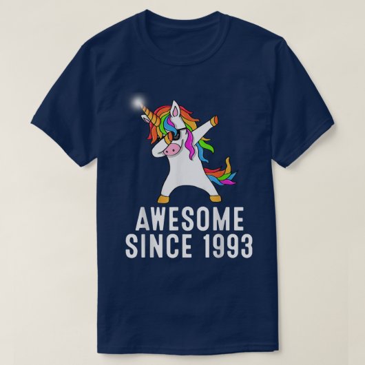 28th birthday, unicorn dab, Awesome since 1993  Tシャツ (デザイン正面)