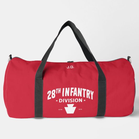 28th Infantry Division Tribute Personalized Red ダッフルバッグ (正面)
