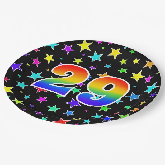 29イベント:はっきりした,おもしろい，レインボーカラフル29 ペーパープレート (アングル)