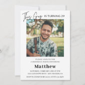 29エレガント歳の誕生日招待状メンズ写真 招待状 (正面)