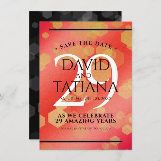 29エレガントth Garnet結婚の記念日 セーブザデート (正面/裏面)