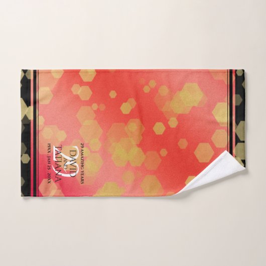 29エレガントth Garnet結婚の記念日 バスタオルセット (ハンドタオル)