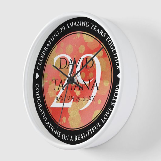 29エレガントth Garnet結婚の記念日 壁時計 (傾斜)