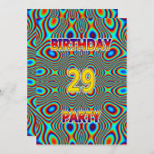 29サイケデリックth Birthdayパーティーへの招待 招待状 (正面/裏面)
